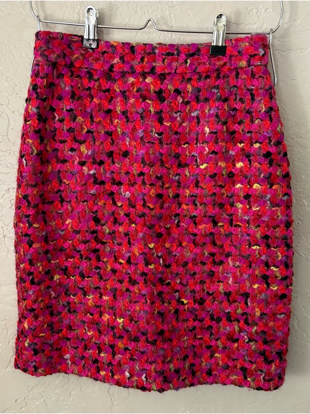 kate spade Bright Pink Bouclé Pencil Skirt with Multicolor Speckles